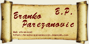 Branko Parezanović vizit kartica